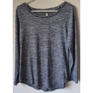 Athleta Women's Breezy Open Back Long‎ Sleeve Shirt Navy/White Stripes Size M